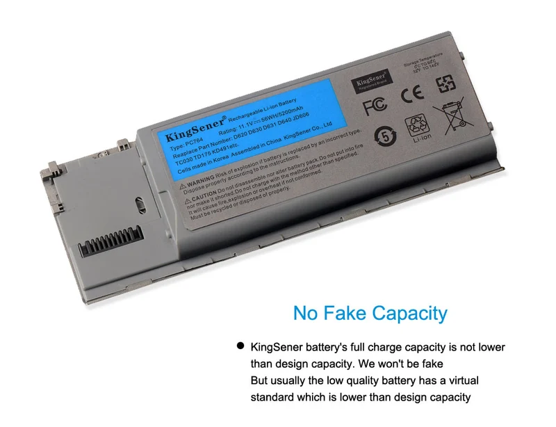 PC674 Laptop Battery For DELL D620 D630 D631 D640 PC764 JD606 TC030 TD175 KD491 6CELLS 11.1V 5200mAh | KingSener
