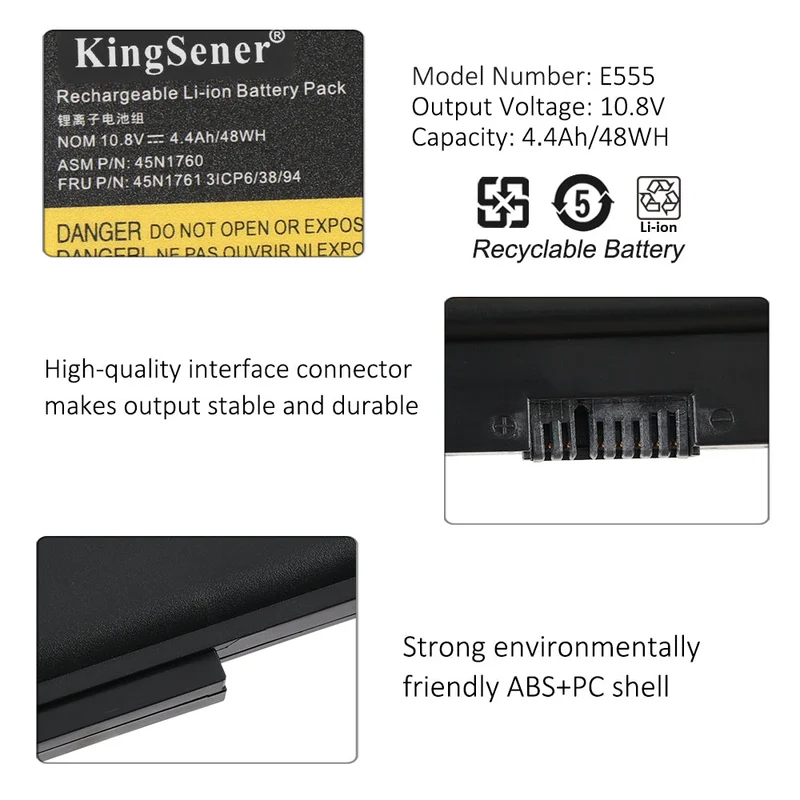 E555 Laptop Battery for Lenovo ThinkPad E550 E550C E560 E565 E565C 45N1759 45N1758 45N1760 45N1761 | KingSener