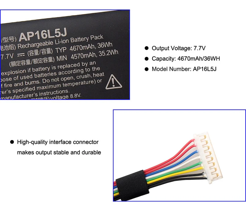 AP16L5J Replacement Battery for Acer Aspire Swift 5 SF514-52T / Spin 1 SP111-32N — 7.7V 36Wh