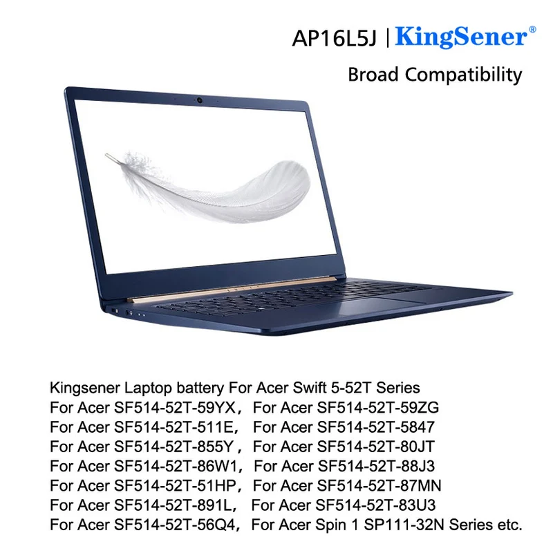 AP16L5J Replacement Battery for Acer Aspire Swift 5 SF514-52T / Spin 1 SP111-32N — 7.7V 36Wh
