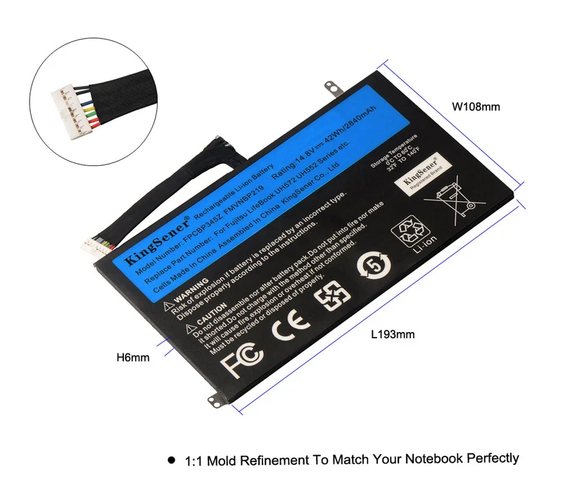 FPCBP345Z Replacement Battery for Fujitsu LifeBook UH572 UH552 Ultrabook — 14.8V 42Wh
