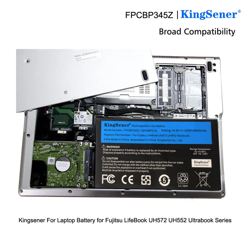 FPCBP345Z Replacement Battery for Fujitsu LifeBook UH572 UH552 Ultrabook — 14.8V 42Wh