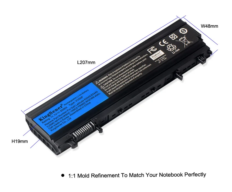 VV0NF Replacement Battery for Dell Latitude E5440 E5540 — 11.1V 65Wh 6-Cell