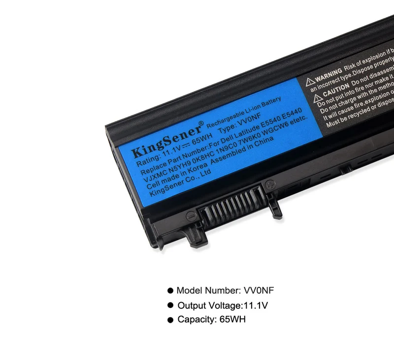 VV0NF Replacement Battery for Dell Latitude E5440 E5540 — 11.1V 65Wh 6-Cell