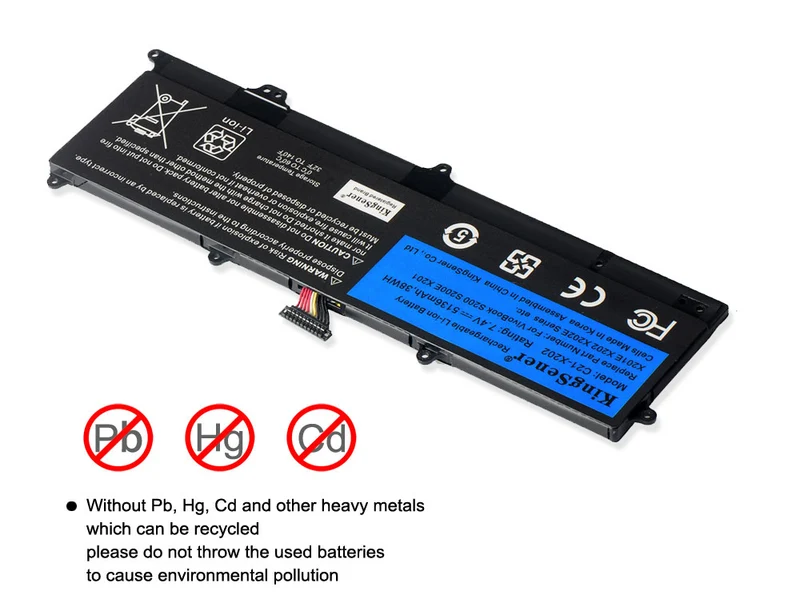 C21-X202 Battery for ASUS VivoBook S200 S200E X201 X201E X202 X202E — 7.4V 38Wh