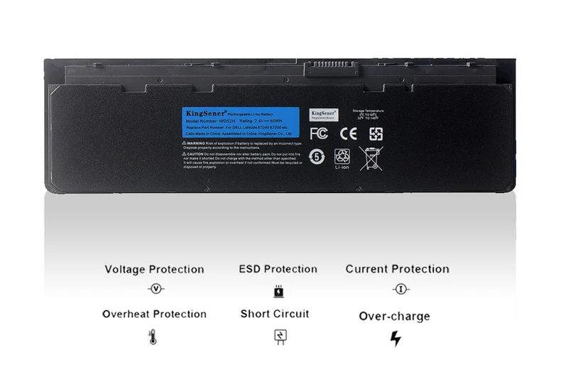 WD52H Battery for Dell Latitude E7240 E7250 Ultrabook — 7.4V 45Wh