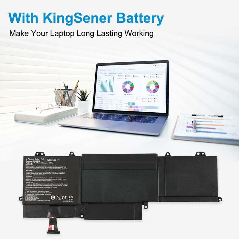 C23-UX32 Battery for ASUS ZenBook UX32 VivoBook U38N — 7.4V 6520mAh