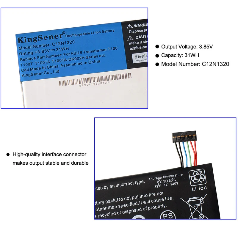 C12N1320 Battery for ASUS Transformer Book T100 T100TA — 3.85V 31Wh
