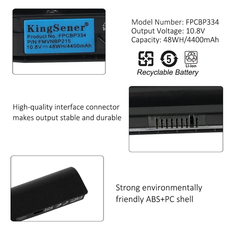 FPCBP334 Battery for Fujitsu LifeBook LH532 LH532AP LH522 — 10.8V 4400mAh