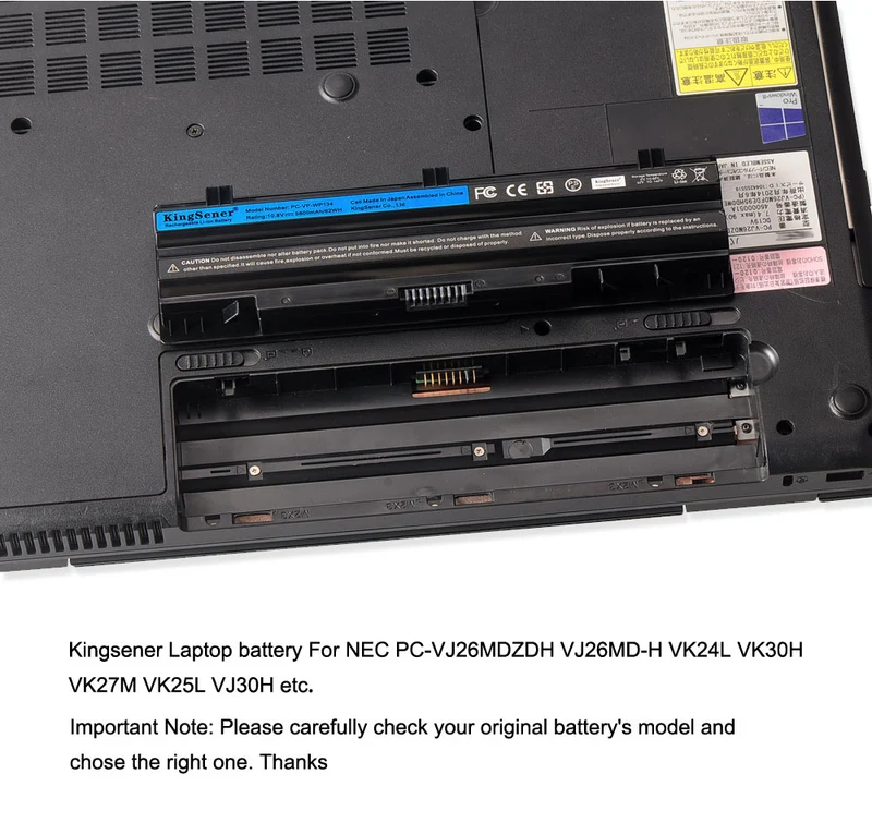 PC-VP-WP134 Battery for NEC VK24L VK30H VK27M VK25L VJ30H PC-VP-WP135 — 10.8V 5800mAh 59Wh