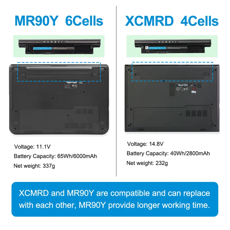 MR90Y 65Wh High Capacity Battery for Dell Inspiron 14 15 17 3000 Series Vostro 2421 — 11.1V
