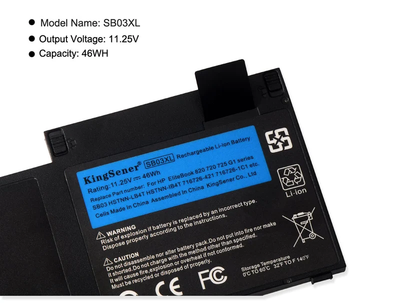 SB03XL Battery for HP EliteBook 720 725 820 G1 G2 — 11.25V 46Wh
