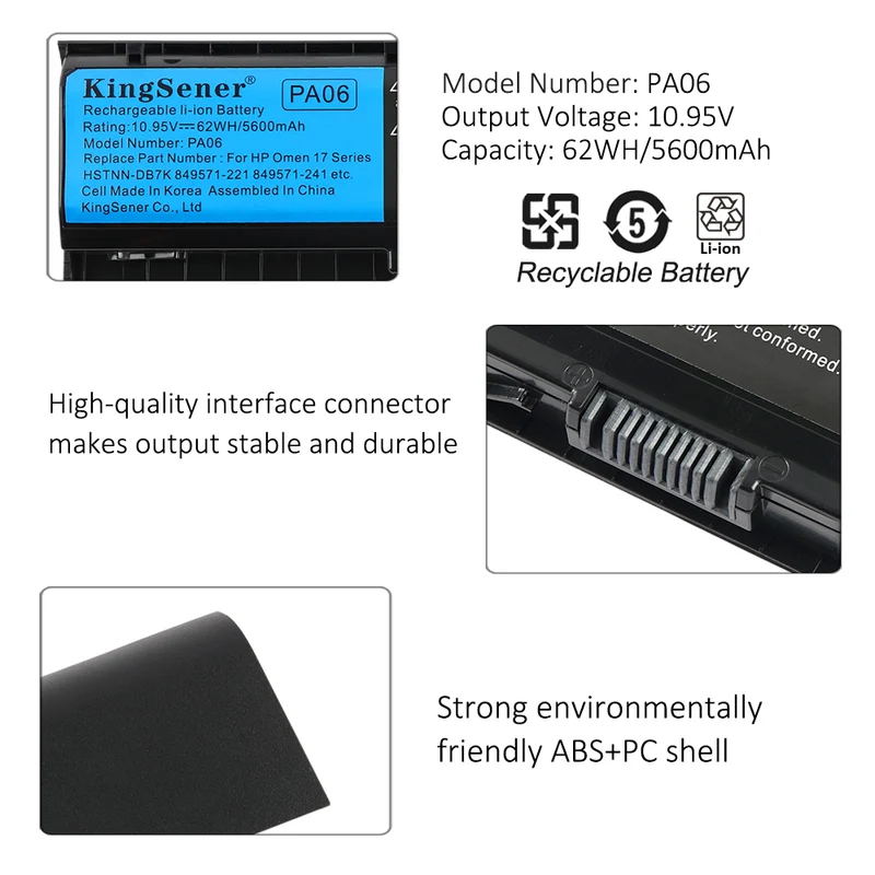 PA06 Battery for HP Omen 17-W 17-AB Series HSTNN-DB7K 849911-850 — 10.95V 62Wh