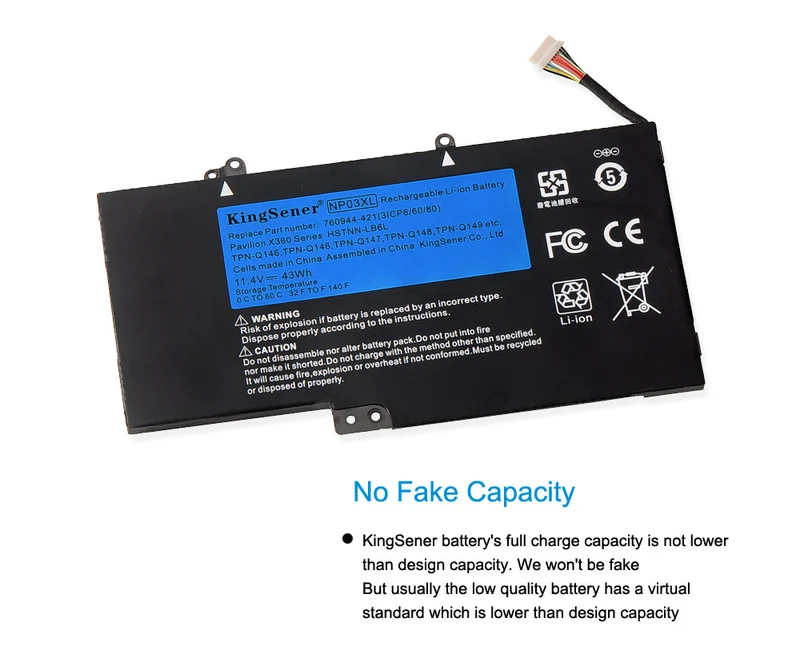 NP03XL Battery for HP Pavilion X360 13-A 15-U Series TPN-Q146 HSTNN-LB6L — 11.4V 43Wh