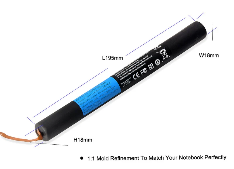 L14C3K31 Battery for Lenovo Yoga Tablet 2 1050L 1050F 2-1051F 1050LC — 3.75V 9600mAh