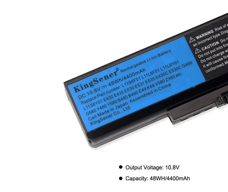 L11S6Y01 Battery for Lenovo ThinkPad E430 E431 E435 E530 E535 E540 Y480 B490 — 10.8V 48Wh