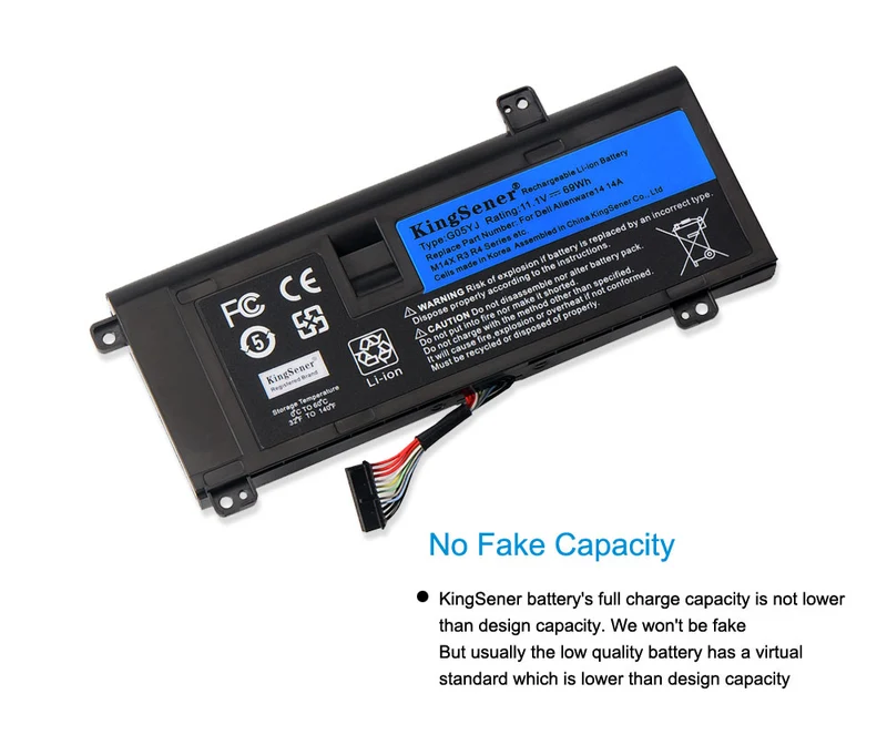 G05YJ Laptop Battery Replacement for Dell Alienware 14 A14 M14X R3 R4 P39G — 11.1V 69Wh