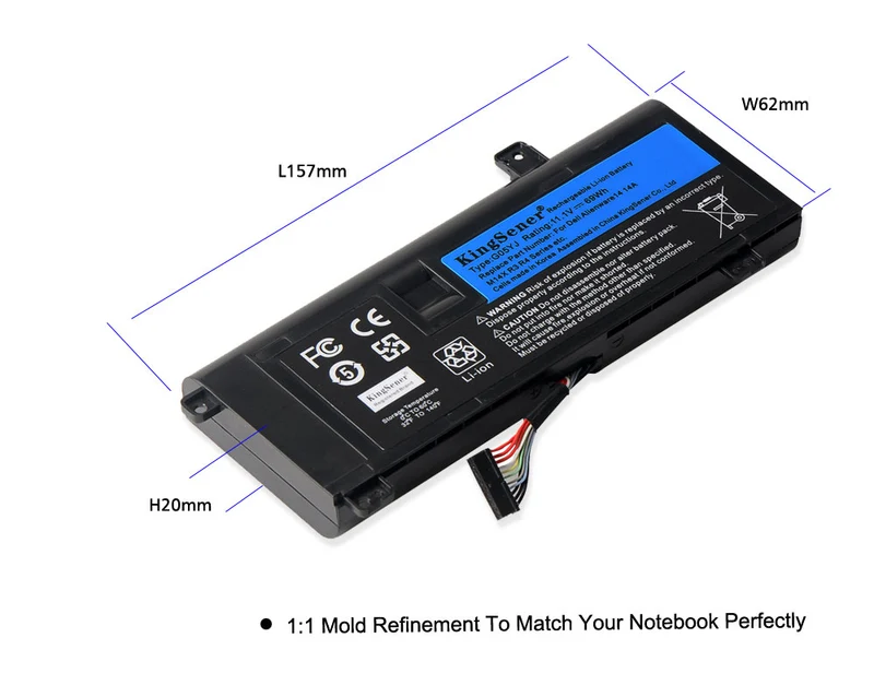 G05YJ Laptop Battery Replacement for Dell Alienware 14 A14 M14X R3 R4 P39G — 11.1V 69Wh