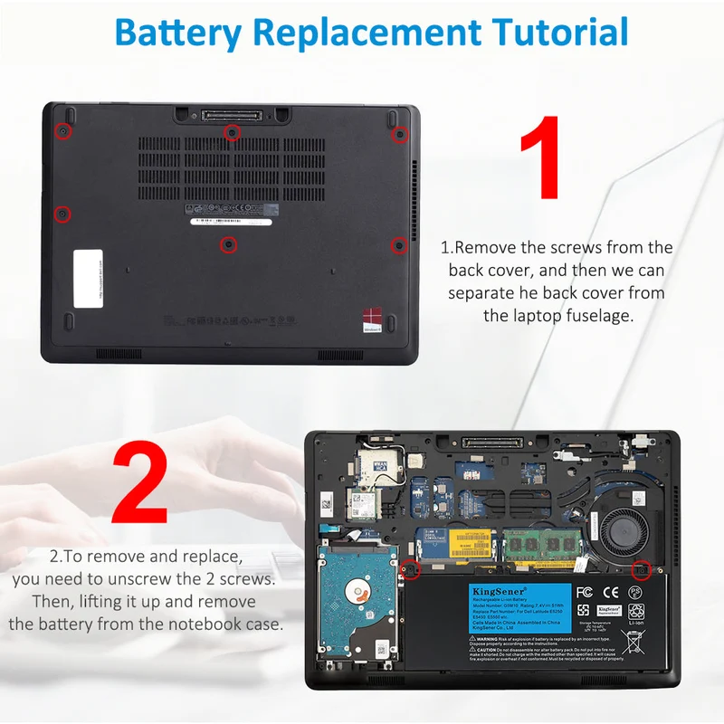 G5M10 Replacement Battery for Dell Latitude E5250 E5450 E5550 — 7.4V 51Wh