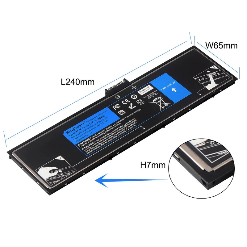 HXFHF Laptop Battery for Dell Venue 11 Pro (7130) (7139) 7310 Tablet PC — 7.4V 36Wh