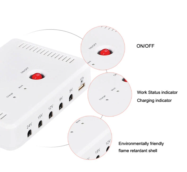 SK616 Mini Portable UPS 13200mAh — 5V 9V 12V 15V 24V DC + USB Output, Max 24W