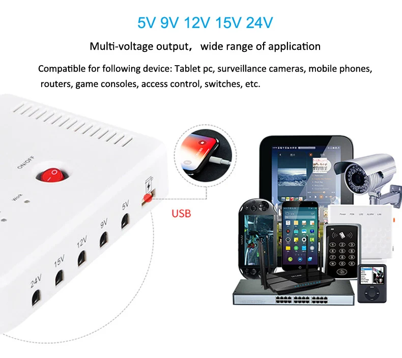SK616 Mini Portable UPS 13200mAh — 5V 9V 12V 15V 24V DC + USB Output, Max 24W