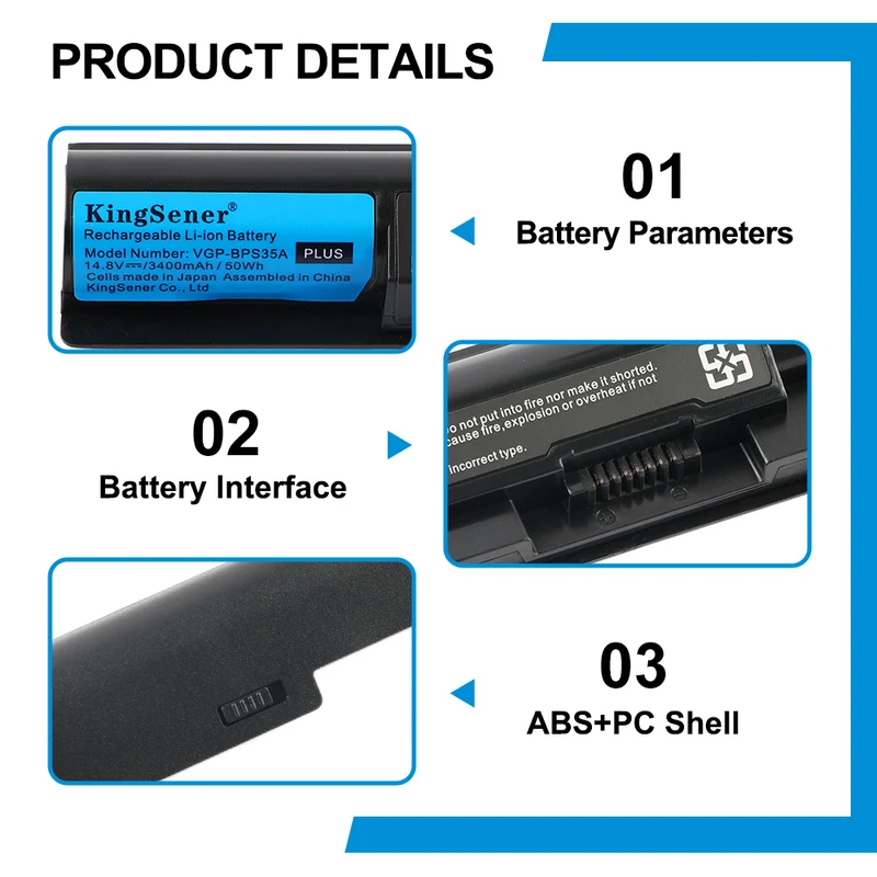 VGP-BPS35A Battery for Sony VAIO Fit 14E 15E SVF14 SVF15 — 14.8V 40Wh
