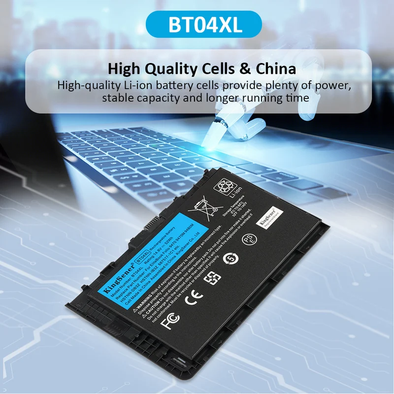 BT04XL Replacement Battery for HP EliteBook Folio 9470M 9480M — 14.8V 52Wh