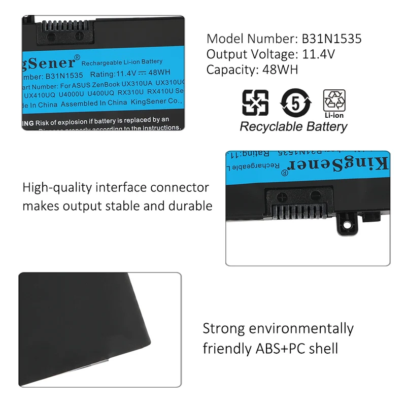 B31N1535 Battery for ASUS ZenBook UX310 UX410 U4000 RX310, 11.4V 48Wh