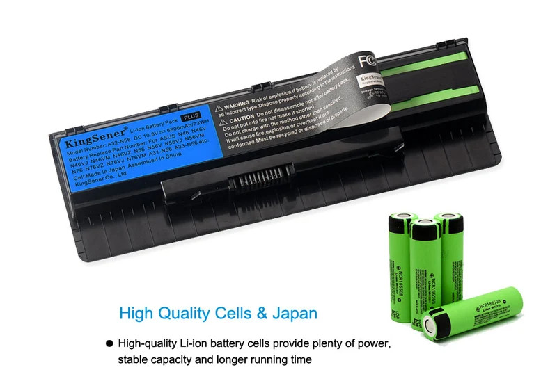 A32-N56 Replacement Battery for ASUS N46 N56 N76 Series, 56Wh/73Wh 10.8V
