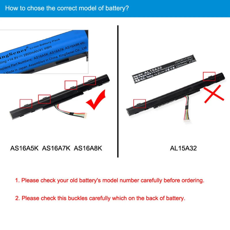 AS16A5K AS16A7K AS16A8K Replacement Battery for Acer Aspire E15 E5-475G E5-575G E5-774G, 14.8V 41.4Wh