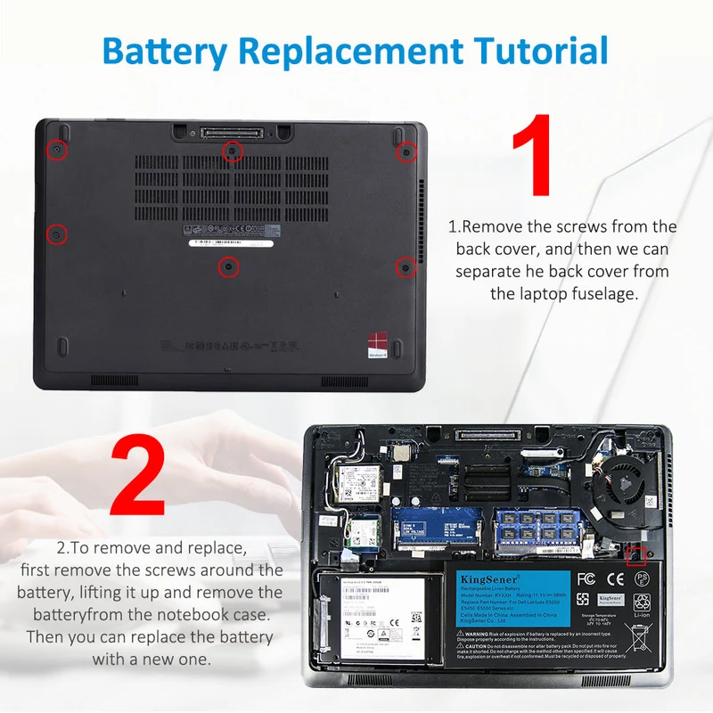 Dell Latitude E5250 E5450 E5550 Battery Replacement RYXXH 11.1V 38Wh