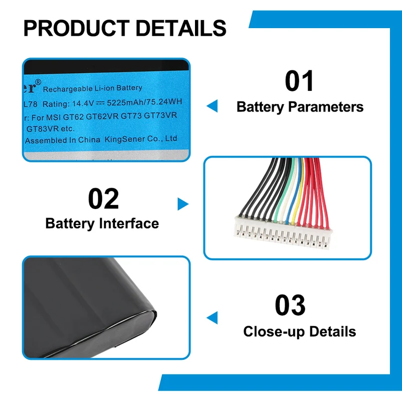 BTY-L78 Laptop Battery for MSI GT62 GT73 GT80 GT83 — 14.4V 75.24Wh