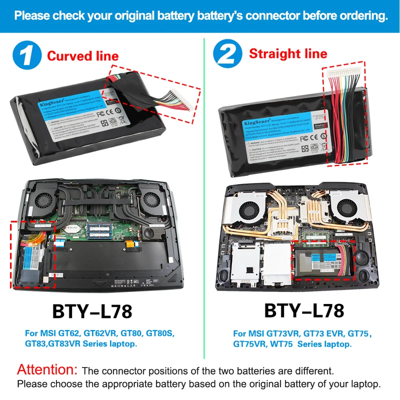 BTY-L78 Laptop Battery for MSI GT62 GT73 GT80 GT83 — 14.4V 75.24Wh