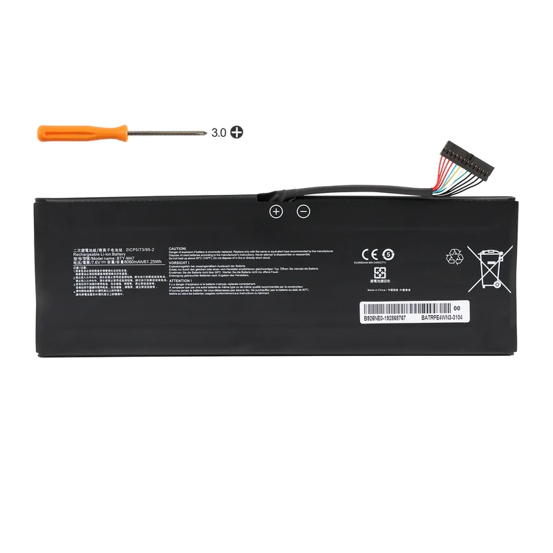 BTY-M47 Laptop Battery for MSI GS40 GS43 GS43VR — 7.6V 61.25Wh