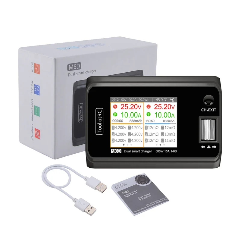 ToolkitRC Chargeur Duo M6D 1-6S 25A 500W DC 10800
