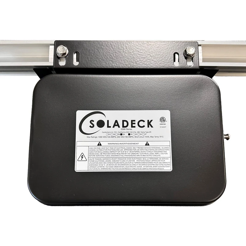 SolaDeck 0399 | Universal Black Rail-Mount Junction Box