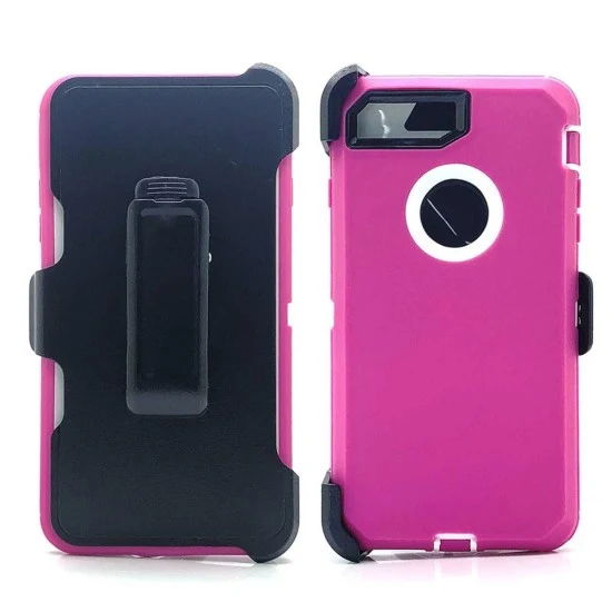 Defender Case w/ Clip For iPhone 8 / 7 / SE2 / SE3(pink+white)