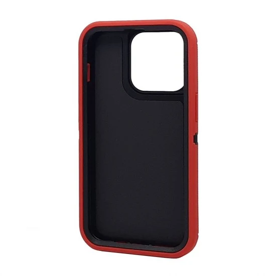 Defender Case w/ Clip For iPhone 15 Plus (red)