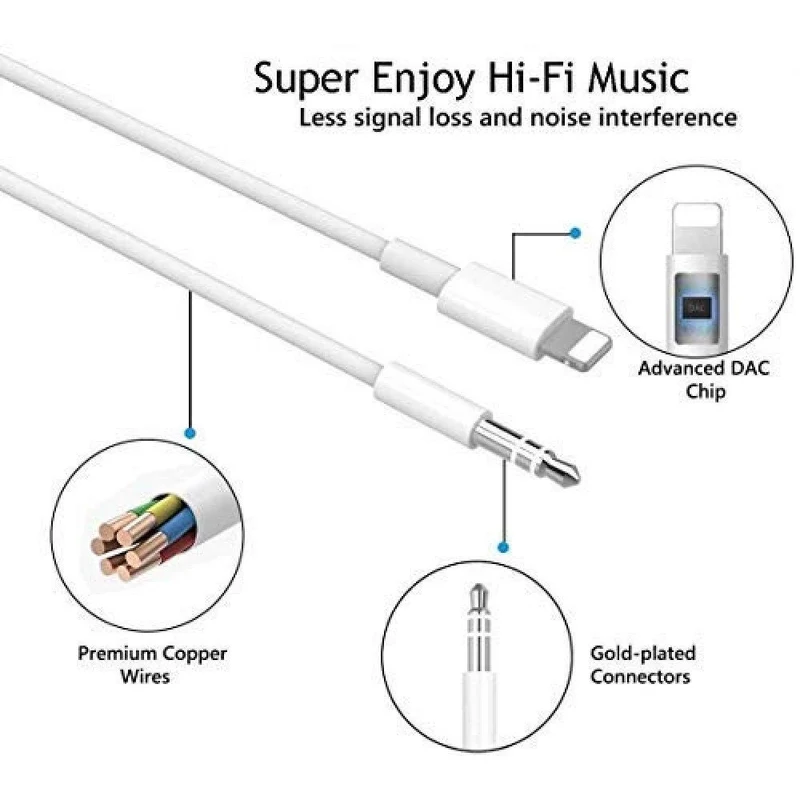 Lightning to 3.5AUX Audio Adapter Cable
