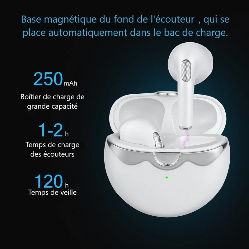 Ecouteurs Bluetooth avec Reduction de Bruit - Argent