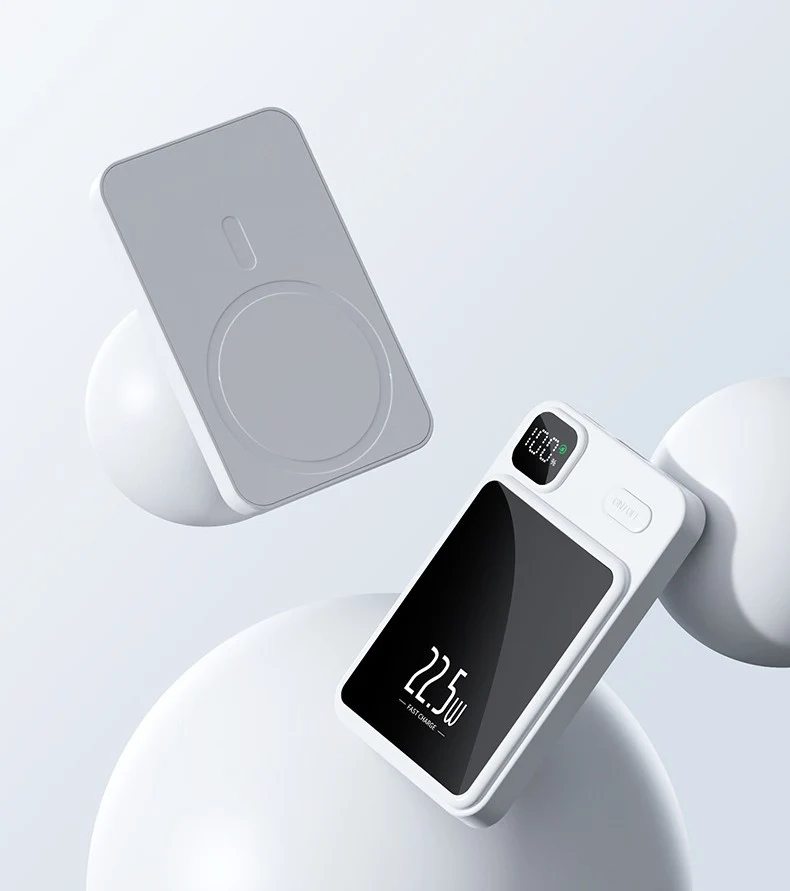 POWER BANK 10000 mAh AVEC ECRAN LED MAGSAFE - Blanc