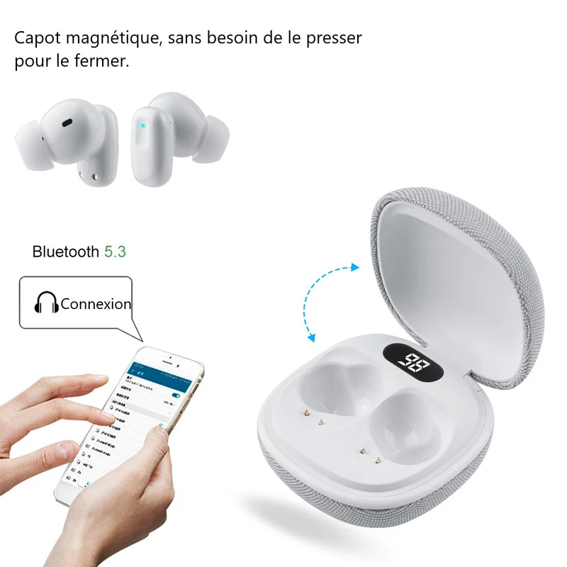Ecouteurs Bluetooth avec Reduction de Bruit - Blanc