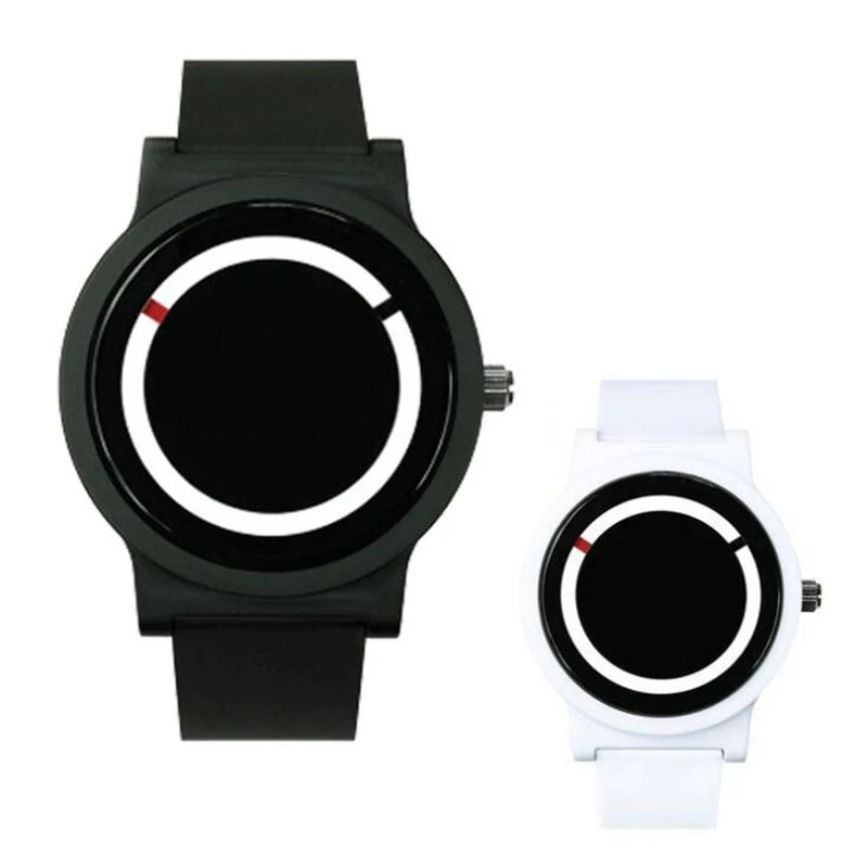 New Personality Classic Black White Couple Watch Ladies Student Plastic Belt Strap Glass Mirror Stainless Steel Buckle Watch