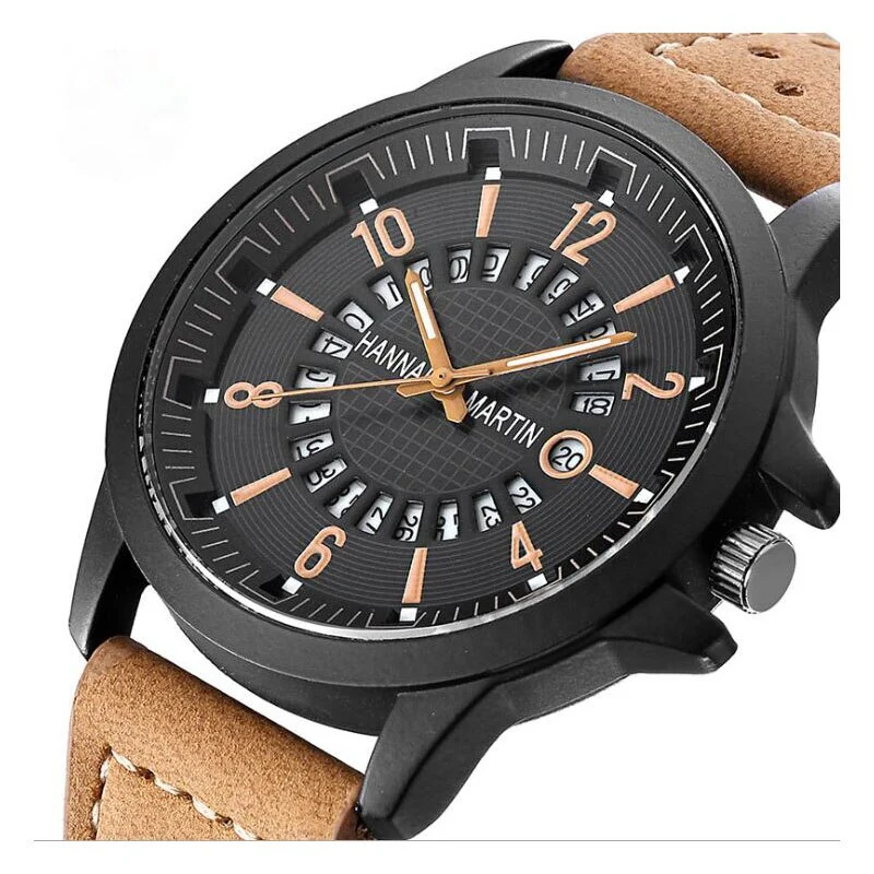 New Men's Sports Watch Stainless Steel Case Breathable Scrub Belt Quartz Business Watch Multifunction Relogio Masculino Clock