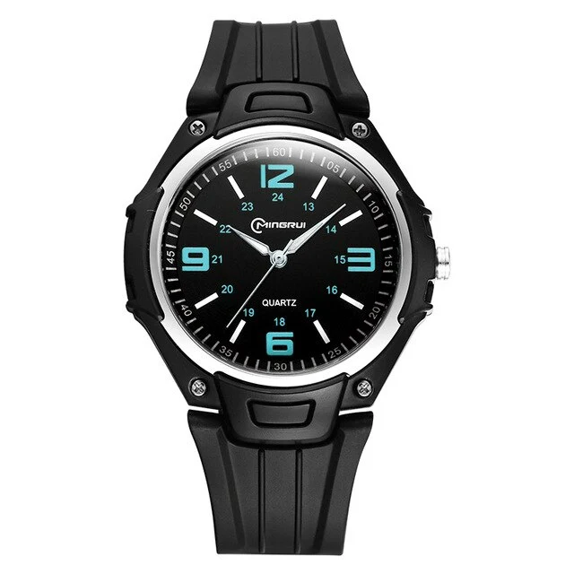 Hot Men's Waterproof Watch Girl Student Simple Table Cool Night Import Movement Organic Glass Mirror Glass PU Strap School Gift