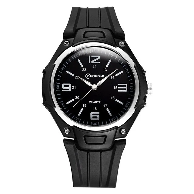 Hot Men's Waterproof Watch Girl Student Simple Table Cool Night Import Movement Organic Glass Mirror Glass PU Strap School Gift
