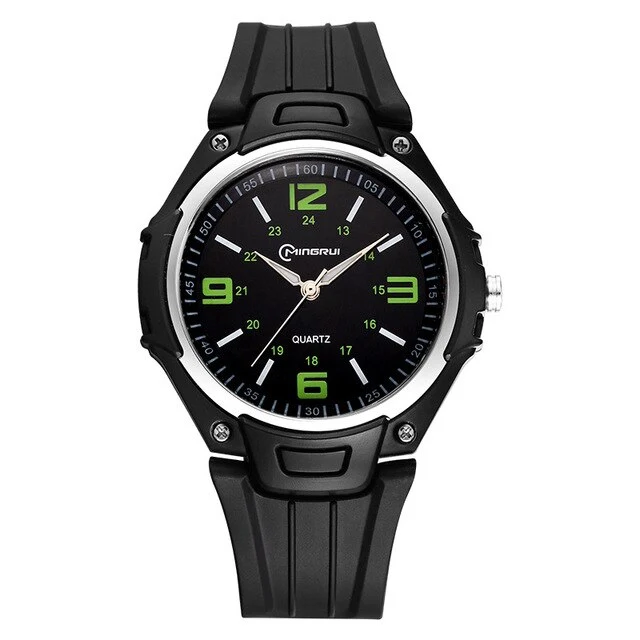 Hot Men's Waterproof Watch Girl Student Simple Table Cool Night Import Movement Organic Glass Mirror Glass PU Strap School Gift
