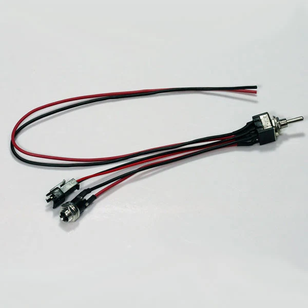 DPDT SWITCH W/2-PIN JST CONNECTOR/2.5MM DC PANEL JACK W/PVC WIRE LEADS