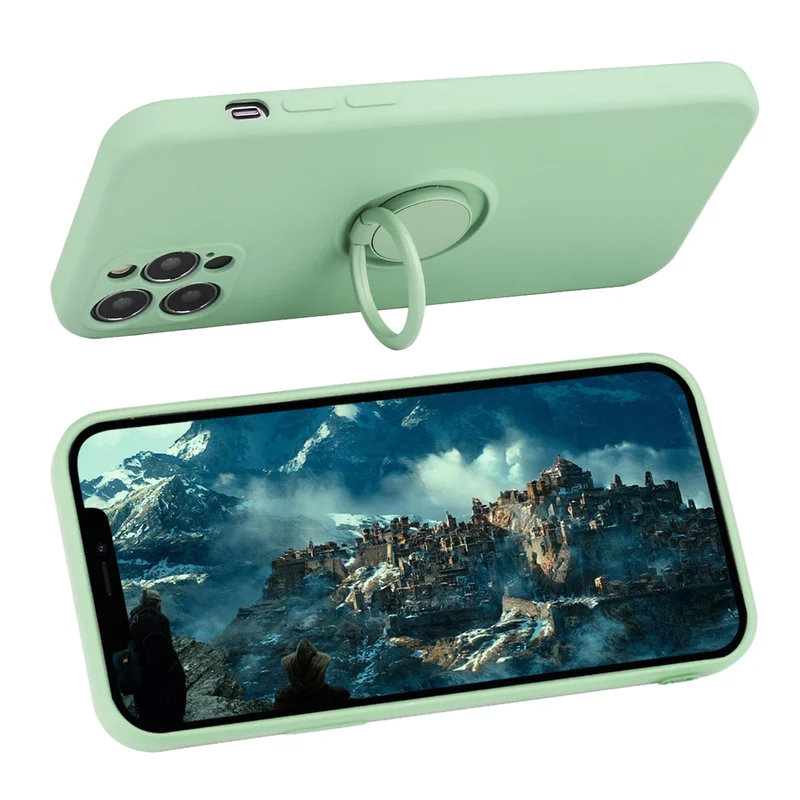 Coque Silicone avec Anneau Magnetique - Vert